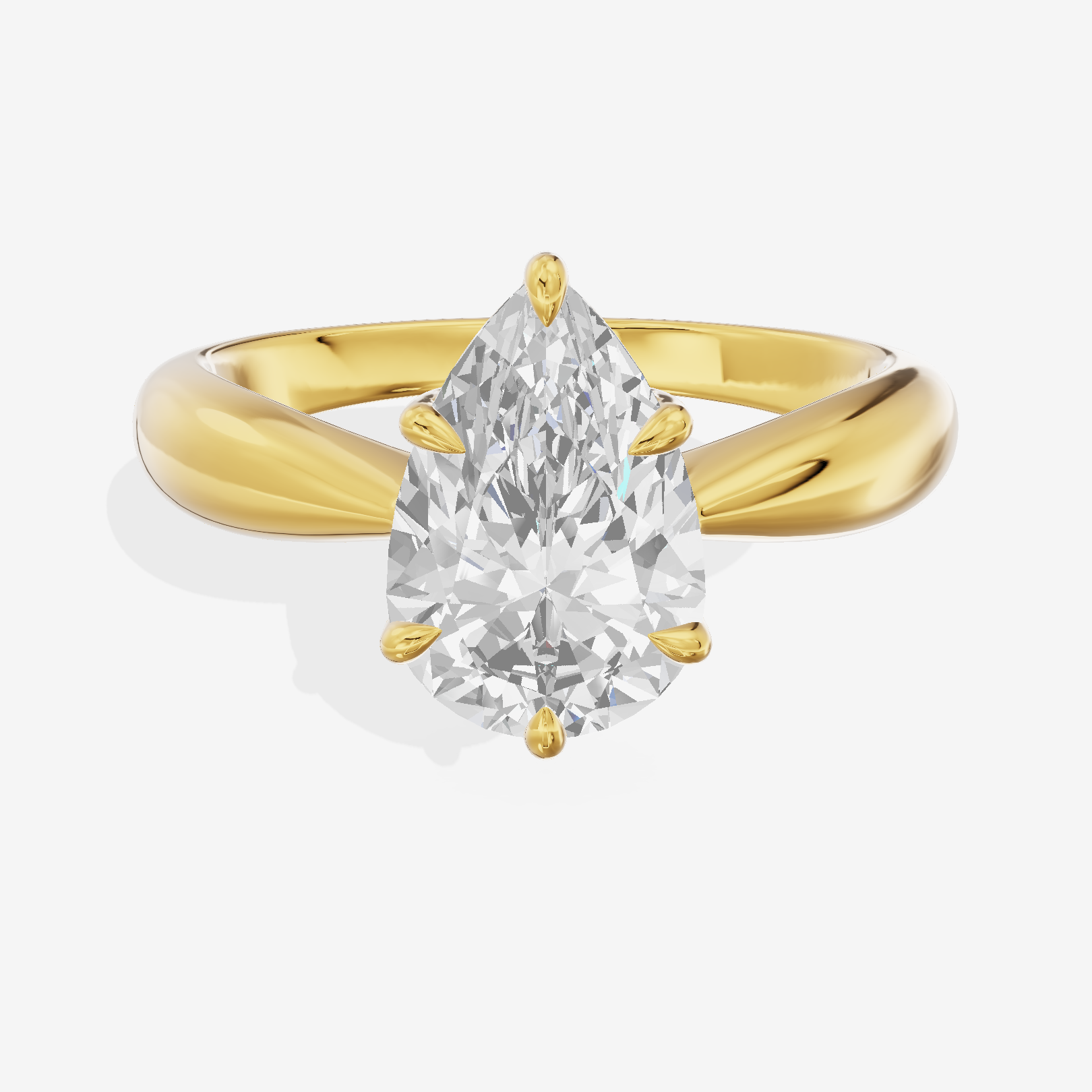 Aimora Trellis 2mm Pear Solitaire Engagement Ring in 14K Yellow Gold