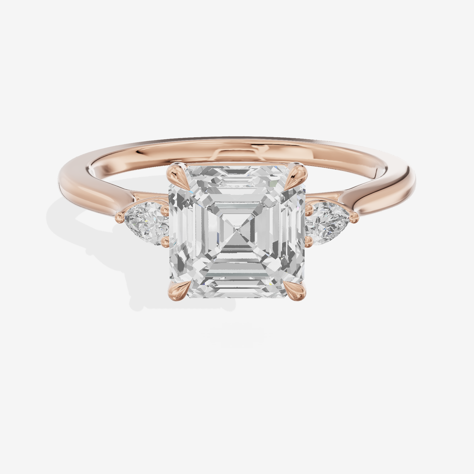 Triade Asscher Three Stone Engagement Ring (1/10 ct. tw.) in 14K Rose Gold