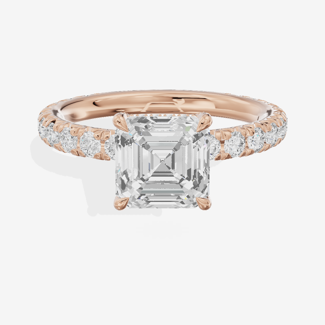 Eternal Coeurine Asscher Engagement Ring with Side Stones (3/5 ct. tw.) in 18K Rose Gold