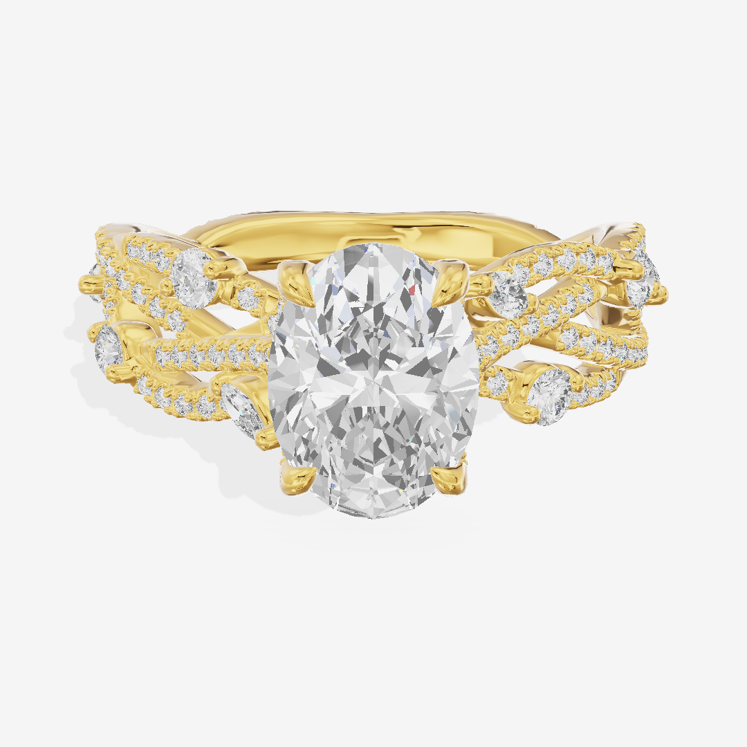 Grand Eversince Oval Engagement Ring with Side Stones (3/5 ct. tw.) in 18K Yellow Gold
