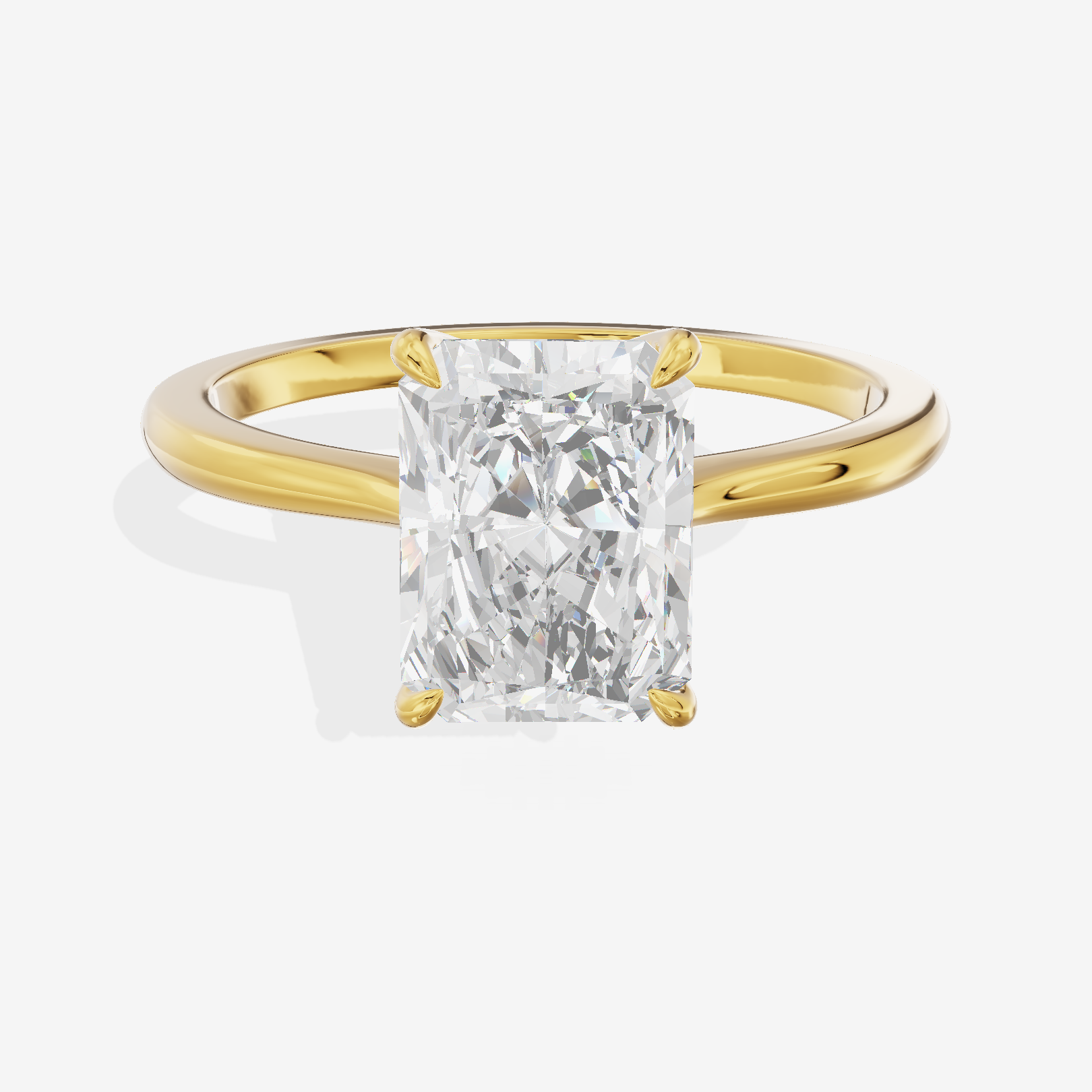 Bowed Adorae 1.5mm Radiant Solitaire Engagement Ring in 14K Yellow Gold