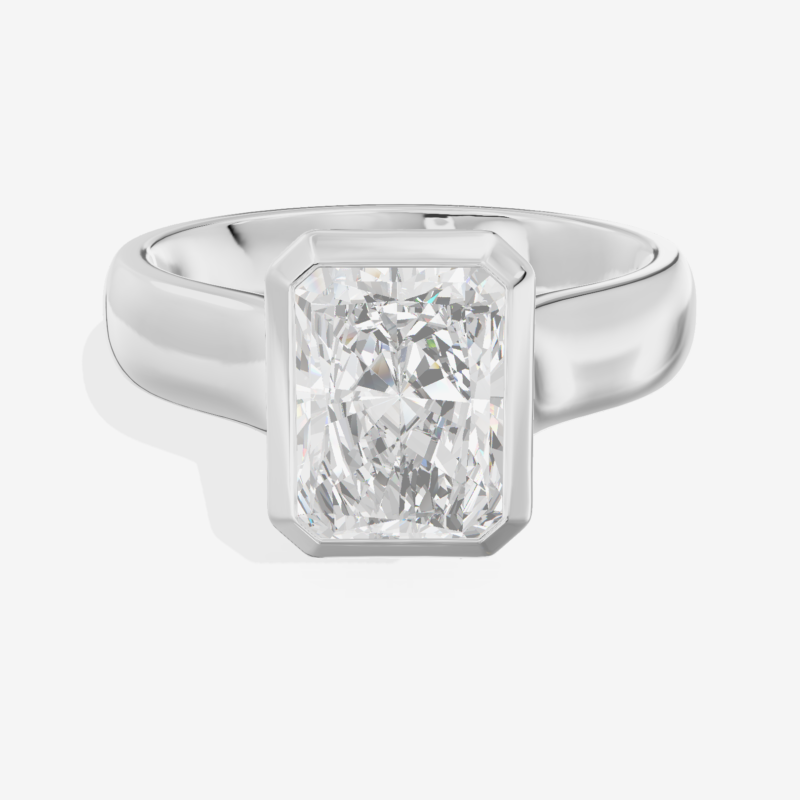 Cherubine 4mm Radiant Bezel Engagement Ring in 18K White Gold