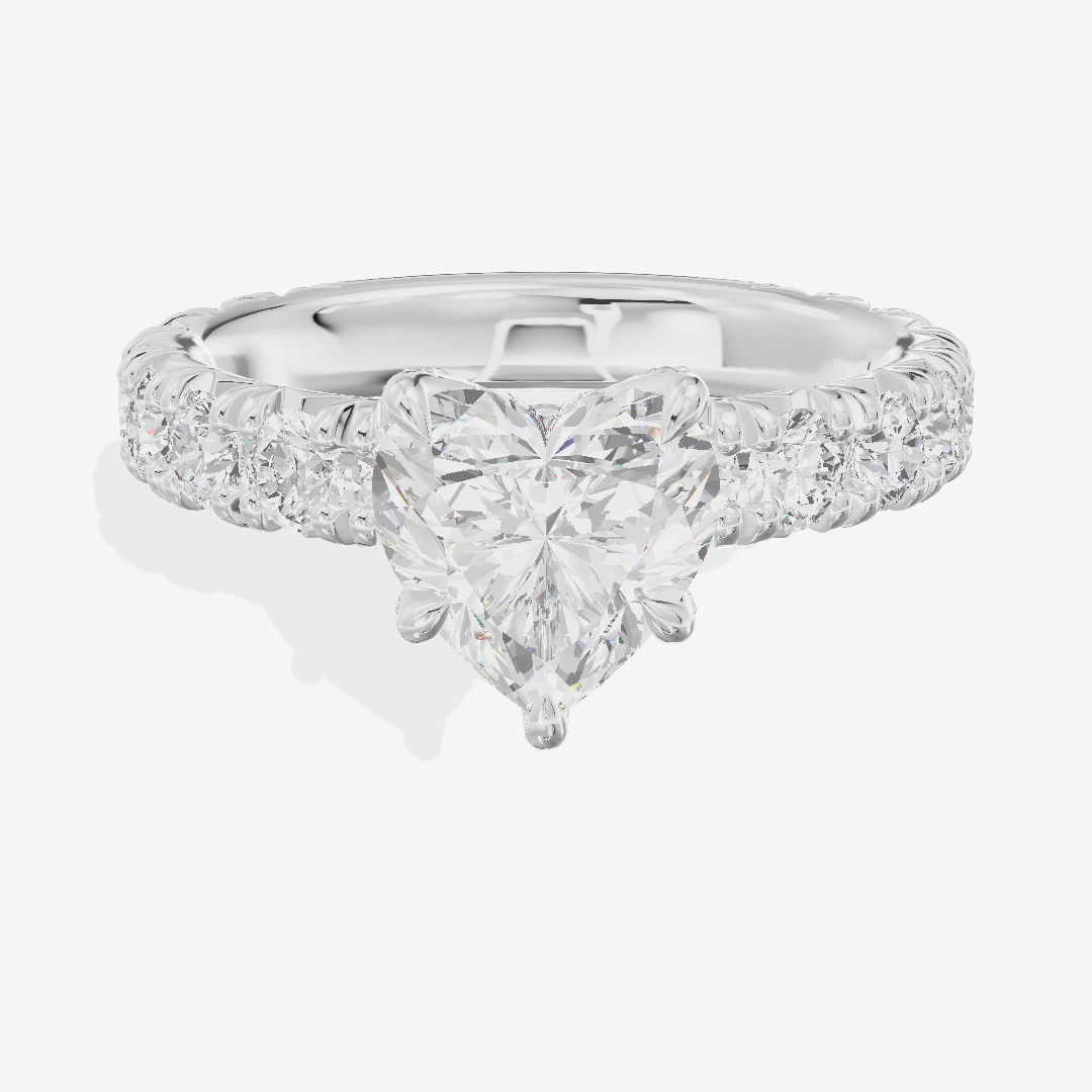 Crowned Sincere Heart Engagement Ring with Side Stones (3/4 ct. tw.) in 14K White Gold