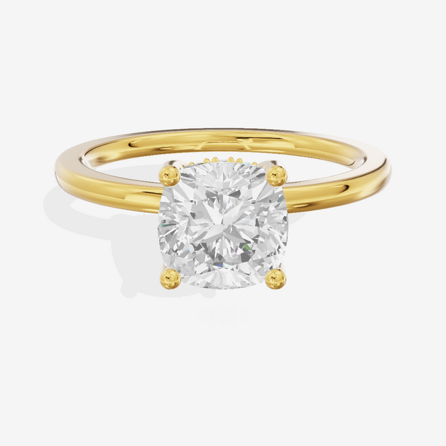 Vowsae Hidden Halo Cushion Engagement Ring (1/20 ct. tw.) in 14K Yellow Gold