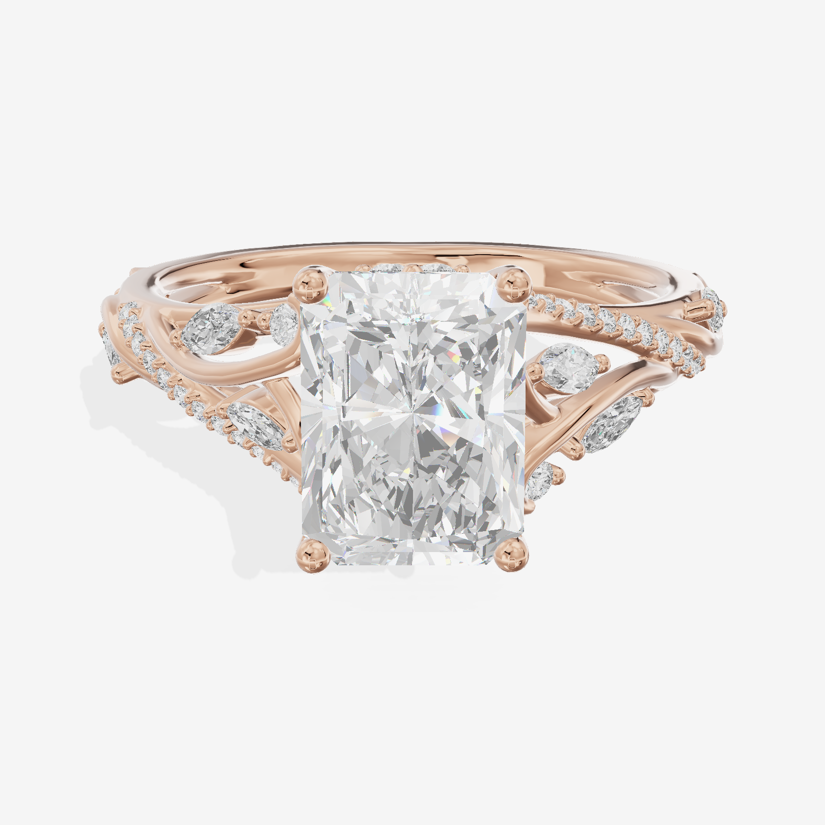 Twined Lumera Radiant Twisted Engagement Ring (1/2 ct. tw.) in 18K Rose Gold