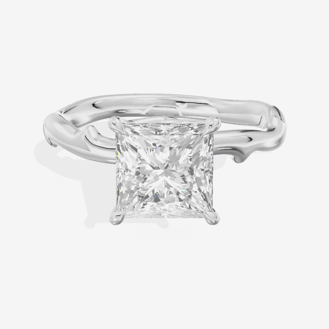 Grand Cherubine Princess Engagement Ring with Side Stones (1/4 ct. tw.) in 14K White Gold
