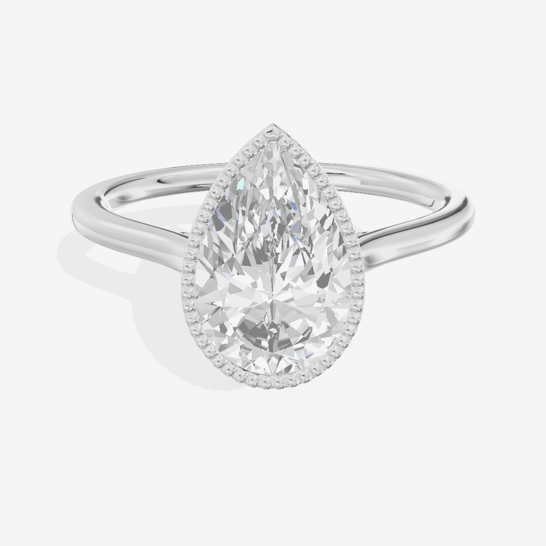 Modern Coeurine 1.5mm Pear Bezel Engagement Ring in 18K White Gold