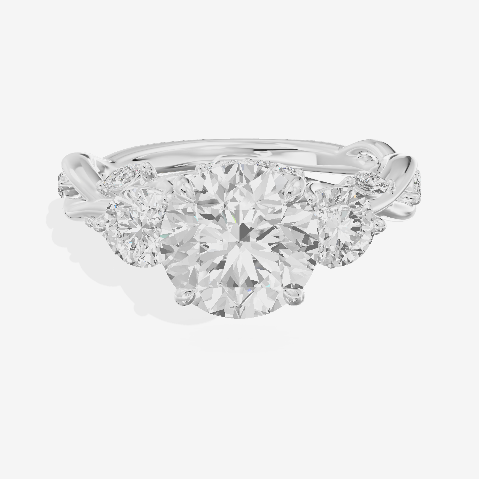 Modern Vowsae Three Stone Round Engagement Ring (3/4 ct. tw.) in Platinum
