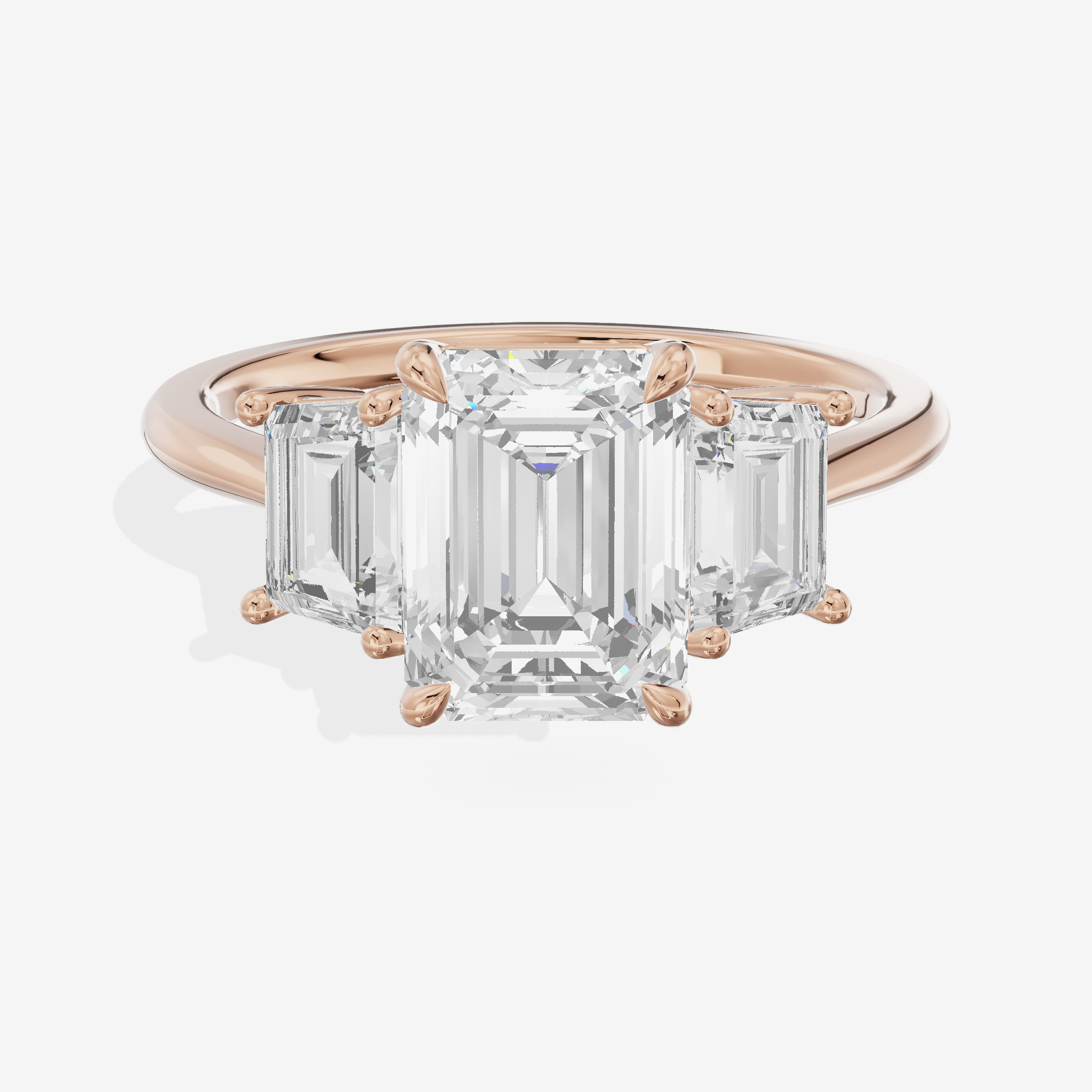 Luxe Promezza Three Stone Emerald Engagement Ring (3/5 ct. tw.) in 18K Rose Gold