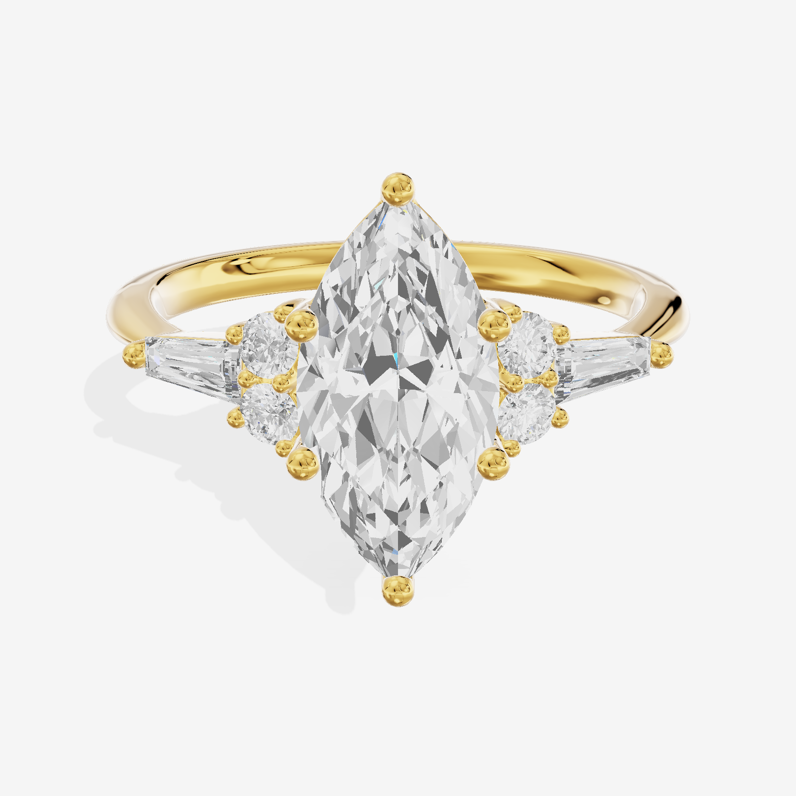 Modern Cherubine Marquise Engagement Ring with Side Stones (1/4 ct. tw.) in 14K Yellow Gold