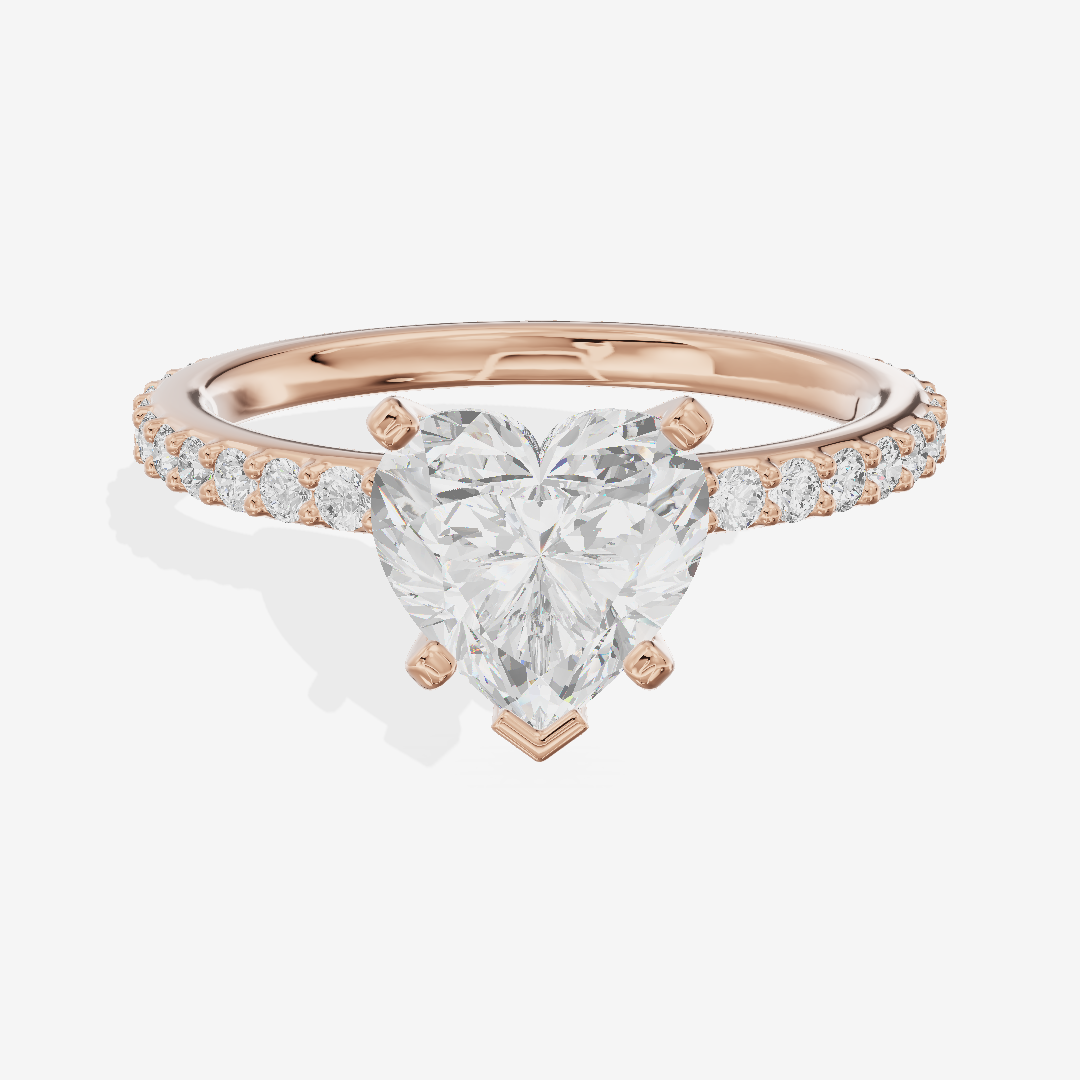 Petite Trellise Heart Engagement Ring with Side Stones (1/3 ct. tw.) in 18K Rose Gold