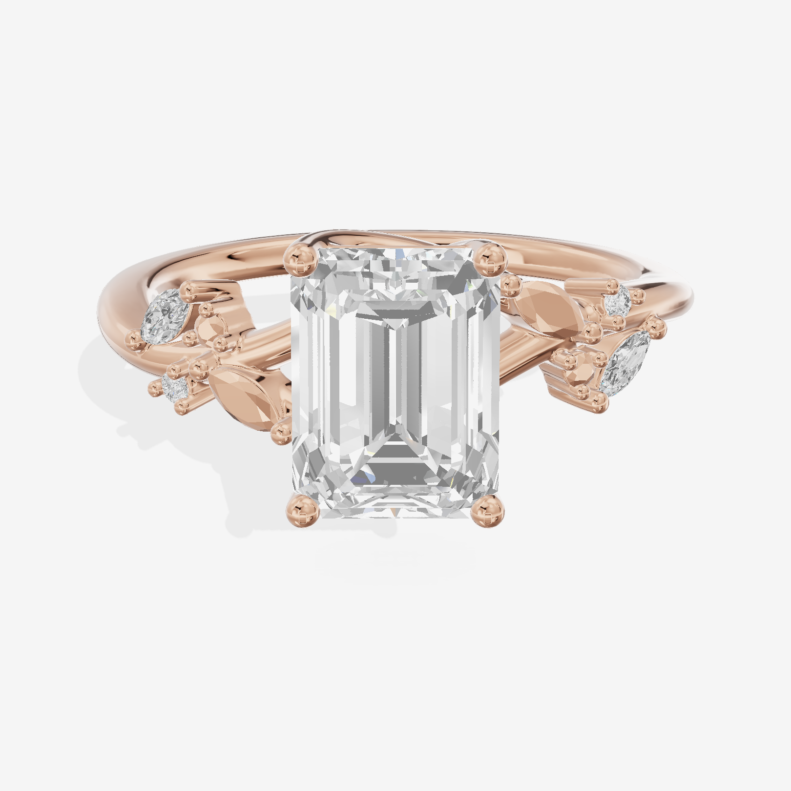 Tender Maia Emerald Engagement Ring with Side Stones (1/15 ct. tw.) in 18K Rose Gold