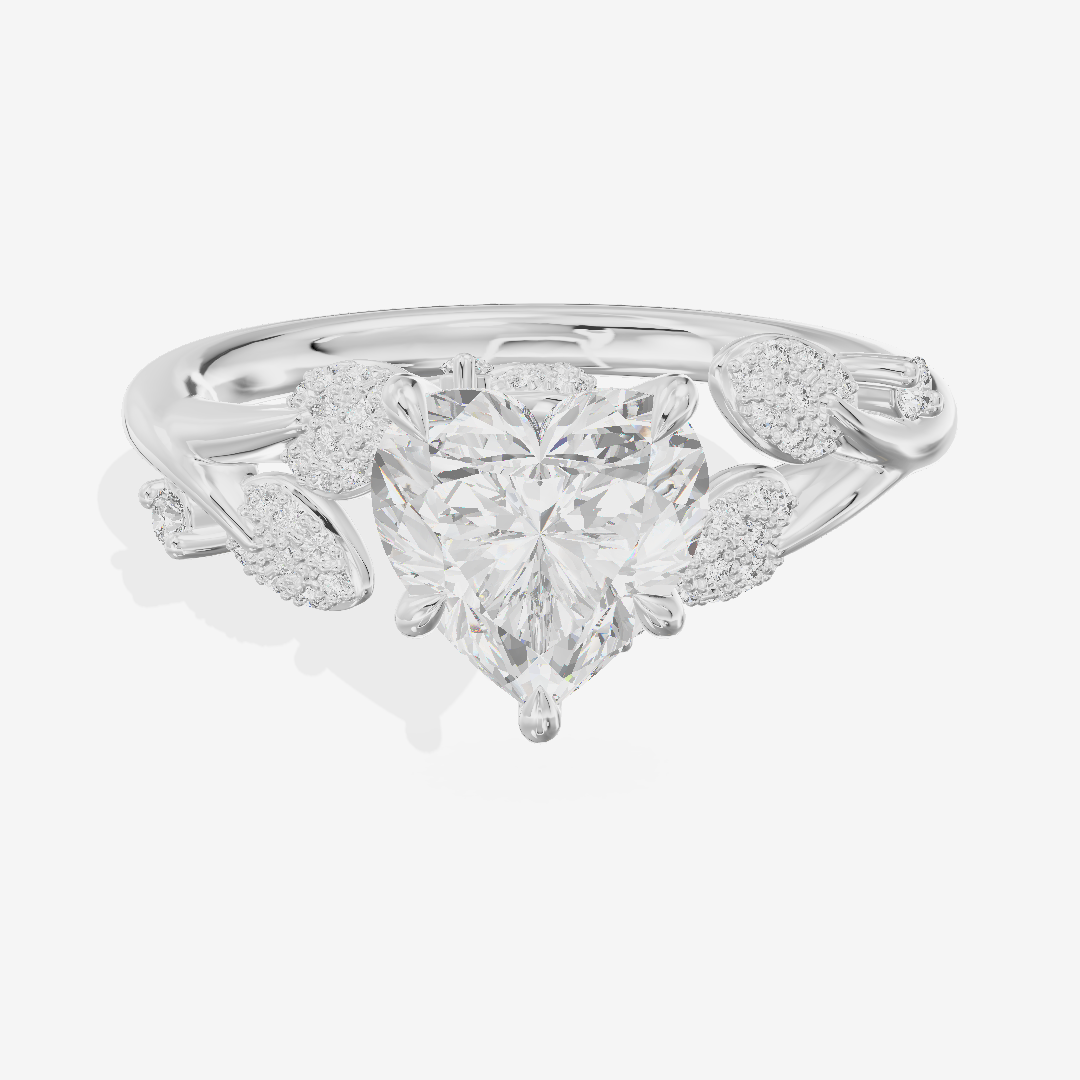 Petite Aurea Heart Engagement Ring with Side Stones (1/6 ct. tw.) in Platinum