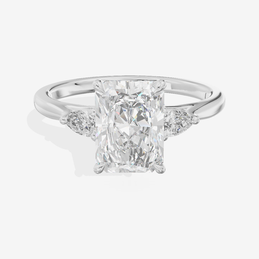 Aurea Three Stone Radiant Engagement Ring (1/4 ct. tw.) in 18K White Gold