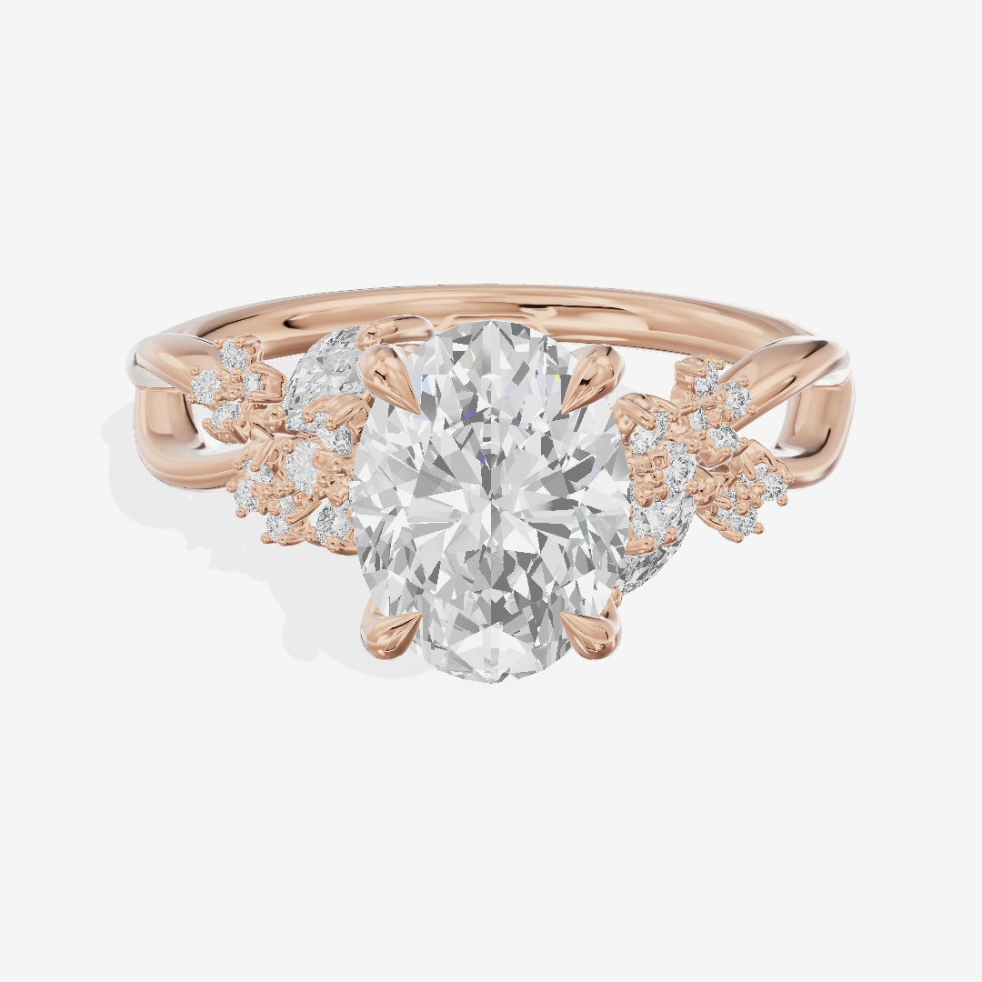 Classic Lightwoven Oval Engagement Ring with Side Stones (1/4 ct. tw.) in 18K Rose Gold