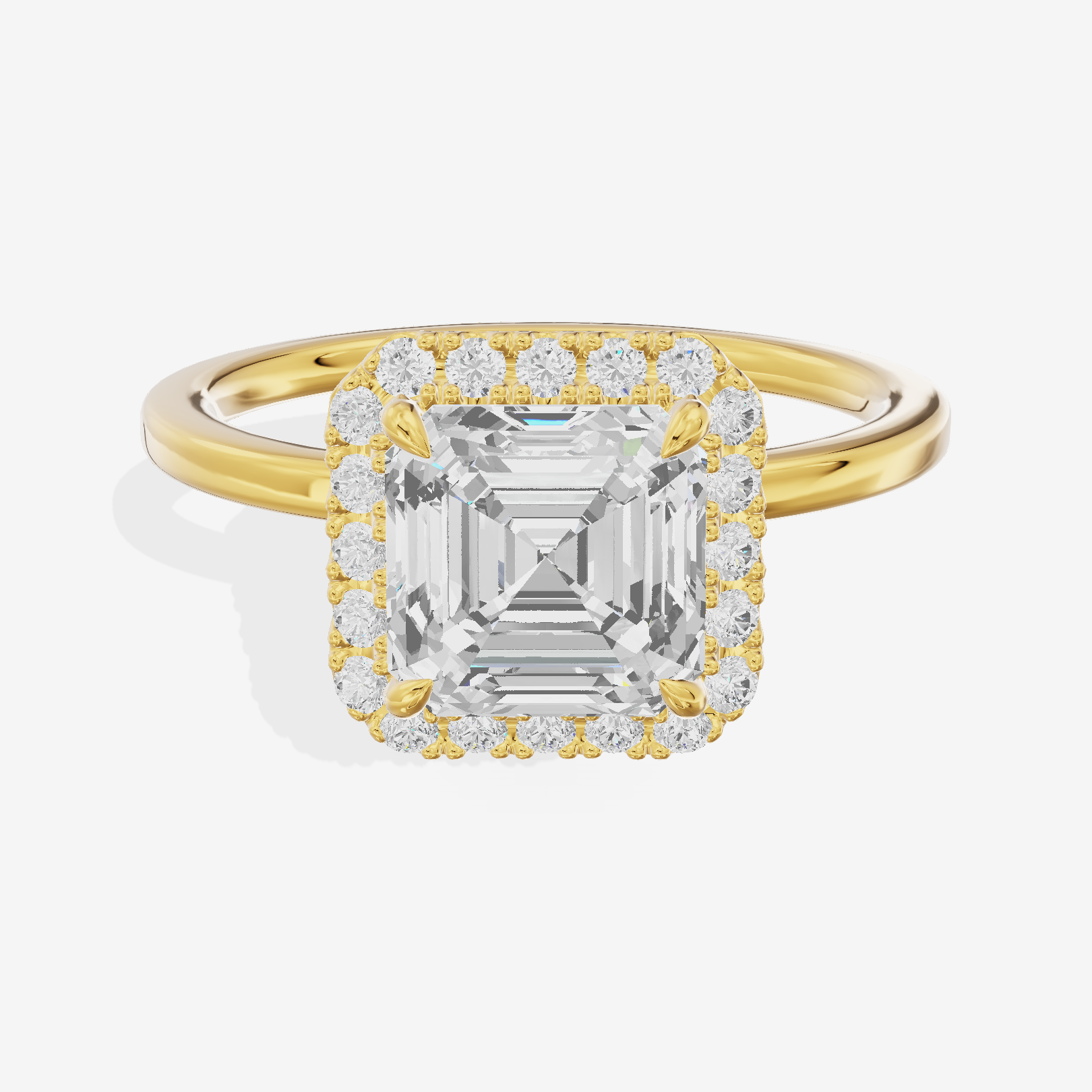 Coeurine Halo Asscher Engagement Ring (1/5 ct. tw.) in 14K Yellow Gold