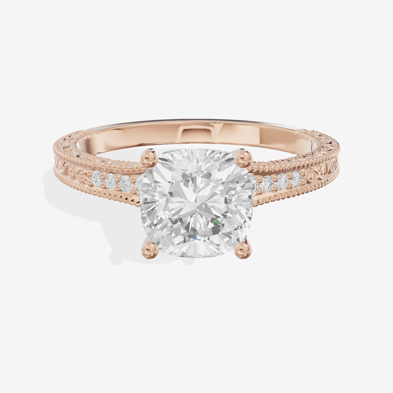 Vintage Sincere Cushion Engagement Ring (1/10 ct. tw.) in 18K Rose Gold