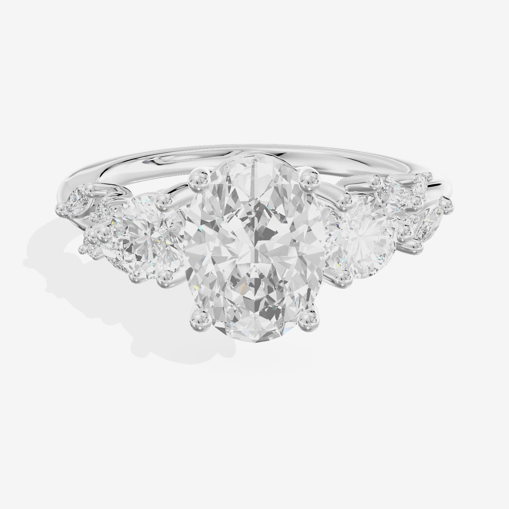 Adorae Three Stone Oval Engagement Ring (3/5 ct. tw.) in 14K White Gold