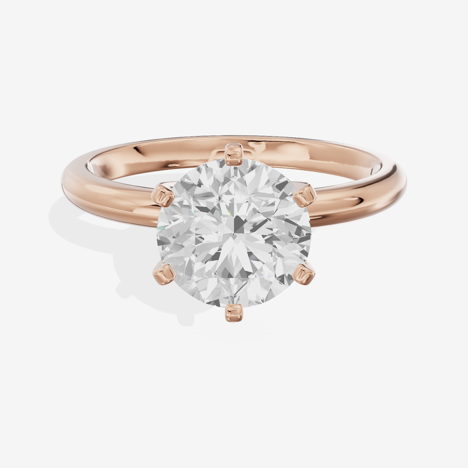 Classic Sincere 2mm Round Six-Prong Engagement Ring in 14K Rose Gold