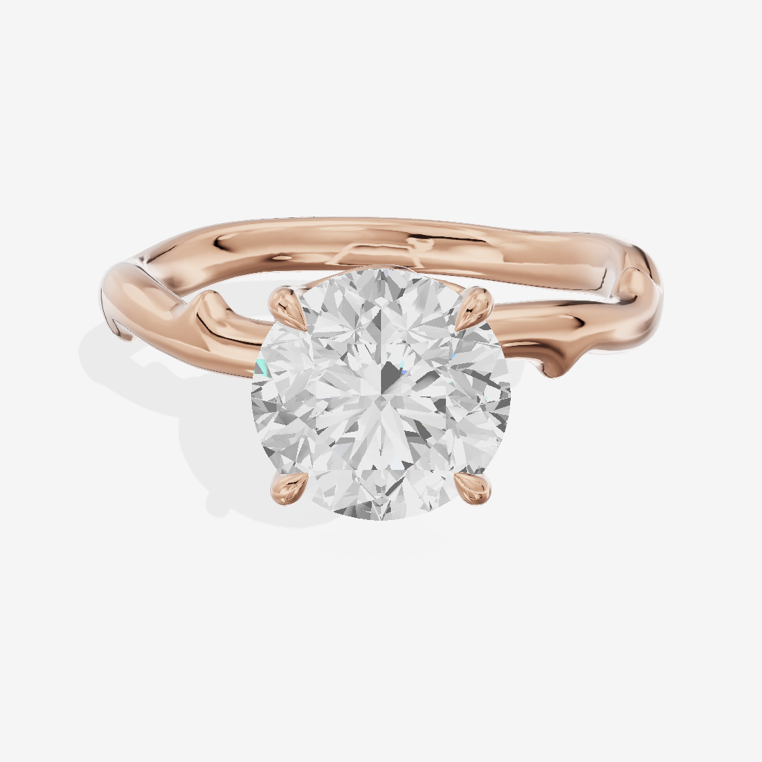 Grand Cherubine Round Engagement Ring with Side Stones (1/4 ct. tw.) in 14K Rose Gold