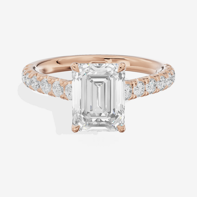 Whispered Sincere Emerald Engagement Ring with Side Stones (2/5 ct. tw.) in 14K Rose Gold
