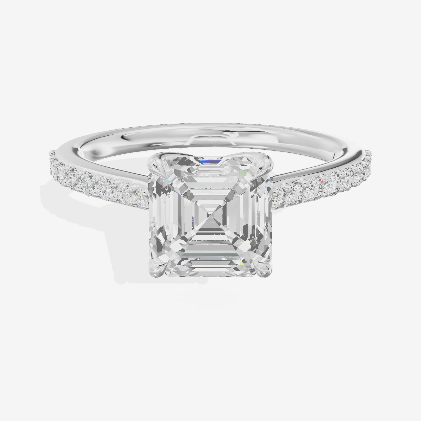 Modern Maia Asscher Engagement Ring with Side Stones (1/5 ct. tw.) in 14K White Gold