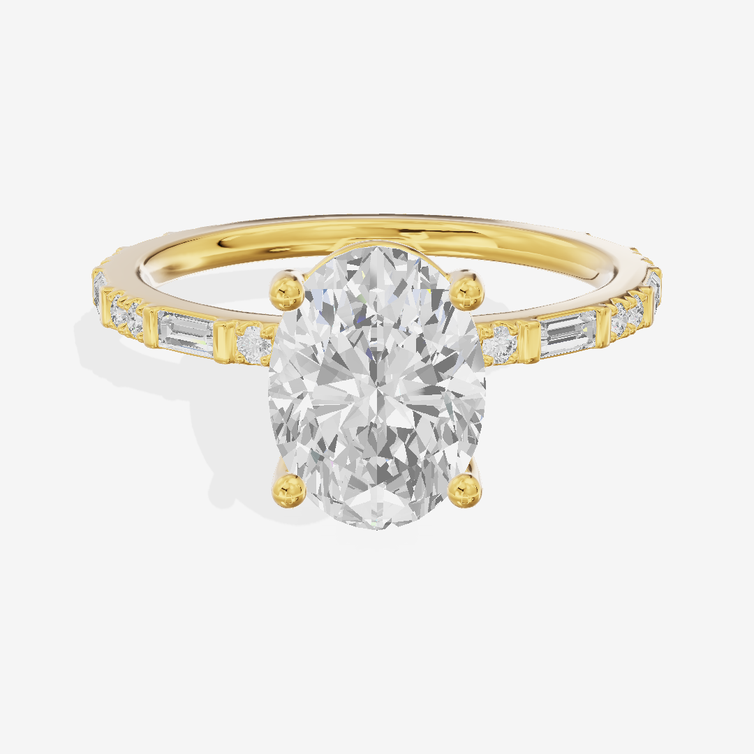Twine Cathedral 1.8mm Oval Solitaire Engagement Ring (1/2 ct. tw.) in 14K Yellow Gold