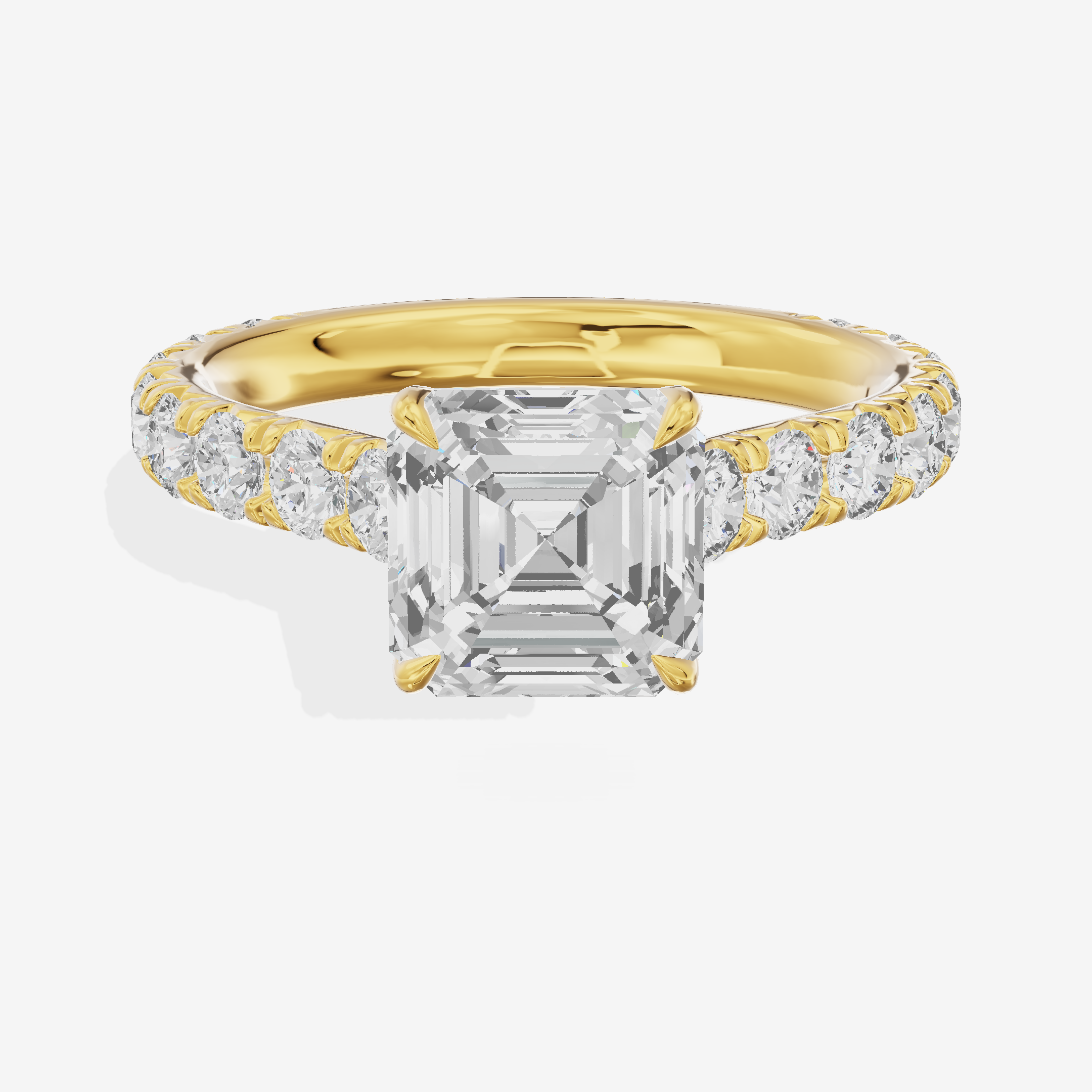 Twine Asscher Engagement Ring with Side Stones (7/8 ct. tw.) in 14K Yellow Gold