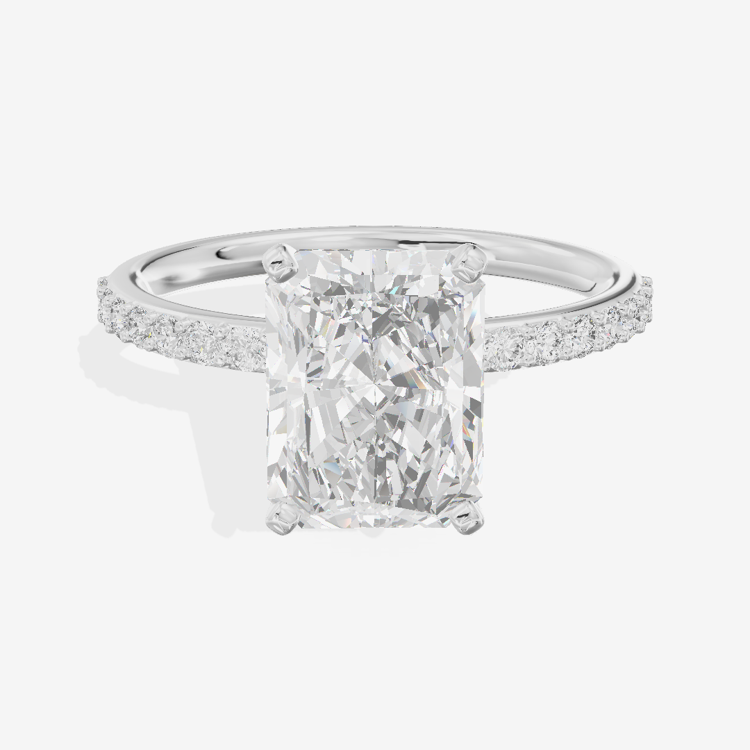 One of One Petite Radiant Engagement Ring with Side Stones (1/4 ct. tw.) in Platinum