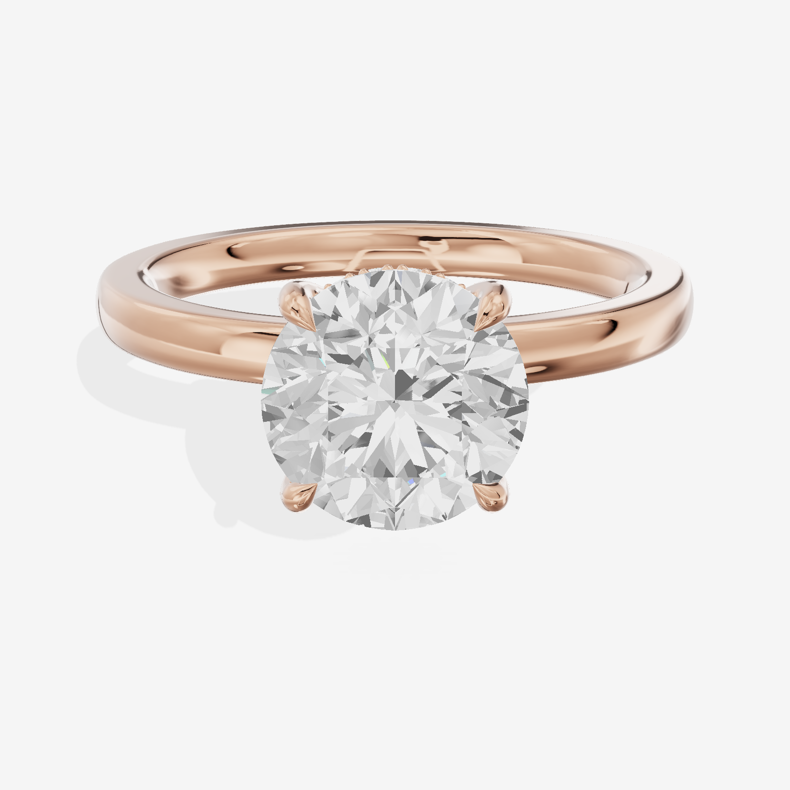 Solea Hidden Halo Round Engagement Ring (1/15 ct. tw.) in 14K Rose Gold