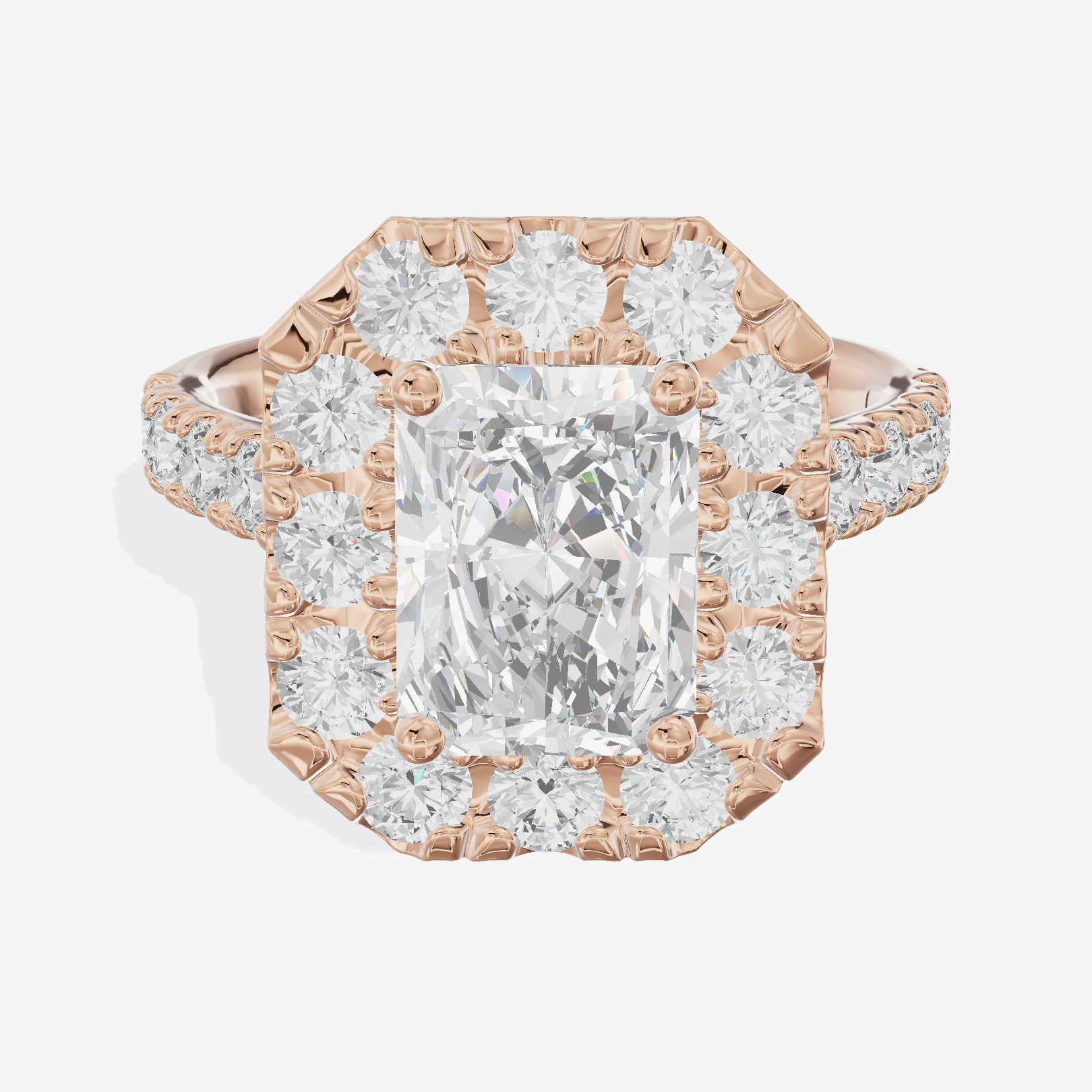Liviana Halo Radiant Engagement Ring (1/4 ct. tw.) in 14K Rose Gold
