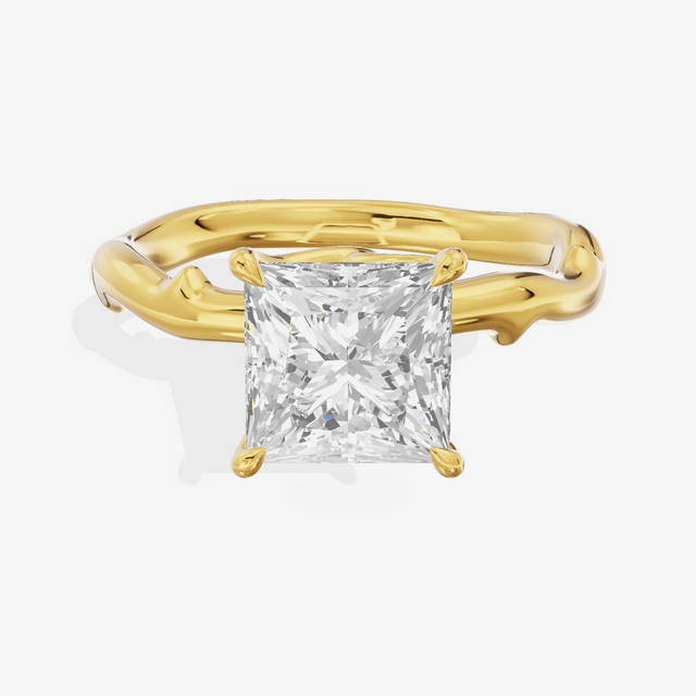Vowsae Cathedral 2.2mm Princess Solitaire Engagement Ring in 14K Yellow Gold