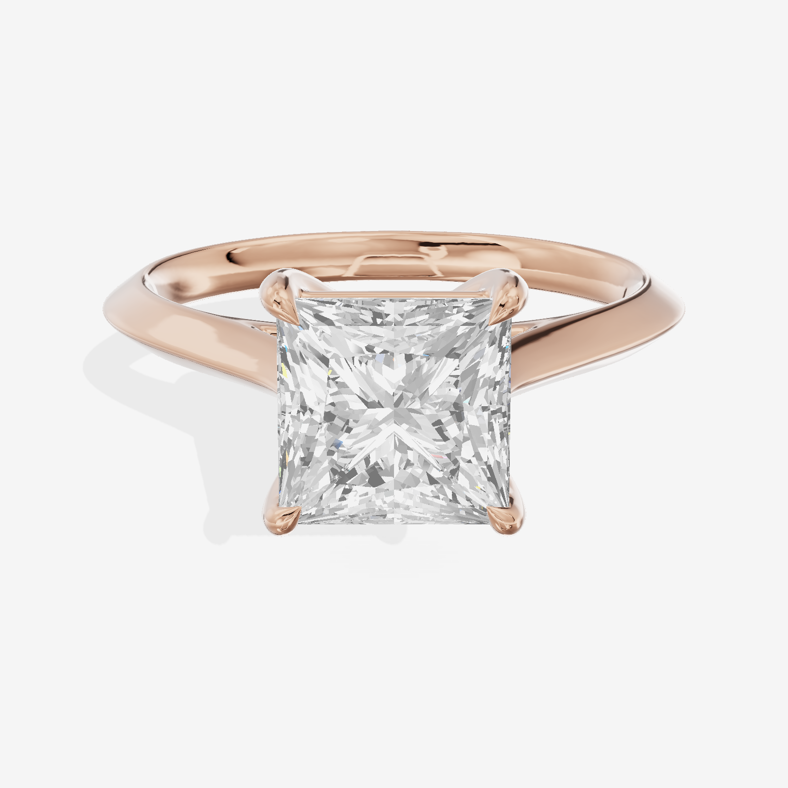 Belovae Solitaire 2mm Princess Engagement Ring in 18K Rose Gold
