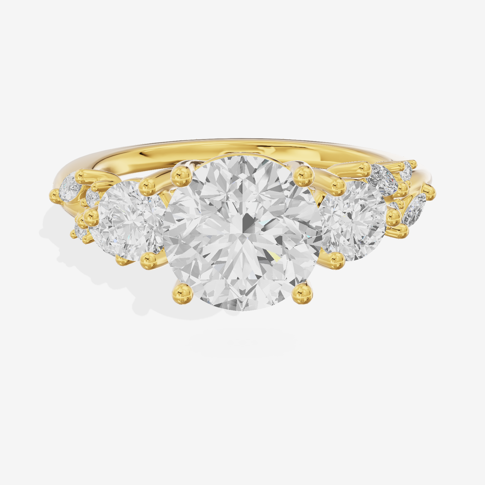 Adorae Three Stone Round Engagement Ring (3/5 ct. tw.) in 18K Yellow Gold