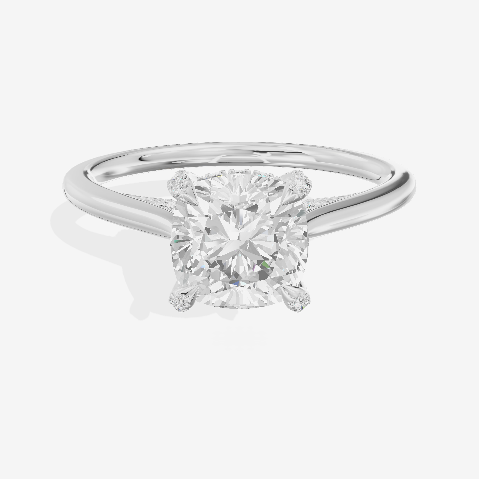 Grand Vowsae Cushion Engagement Ring with Side Stones (1/5 ct. tw.) in 18K White Gold
