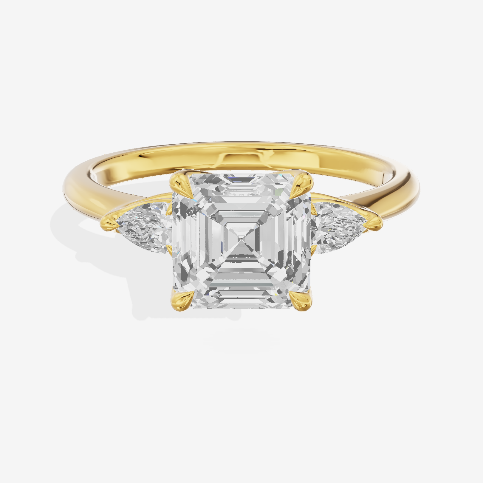 Vintage Coeurine Three Stone Asscher Engagement Ring (1/2 ct. tw.) in 18K Yellow Gold