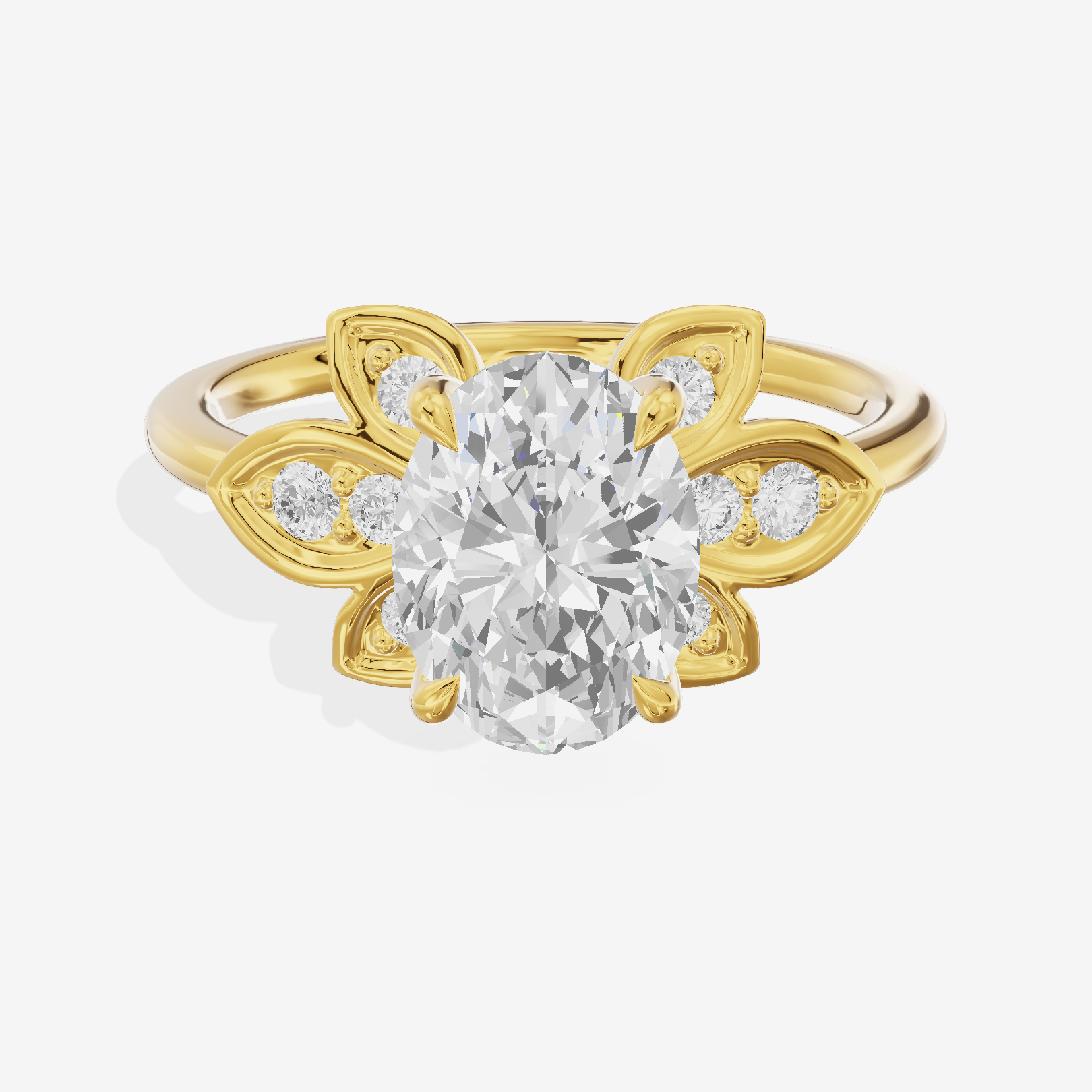 Petite Whisper Oval Engagement Ring with Side Stones (1/10 ct. tw.) in 14K Yellow Gold