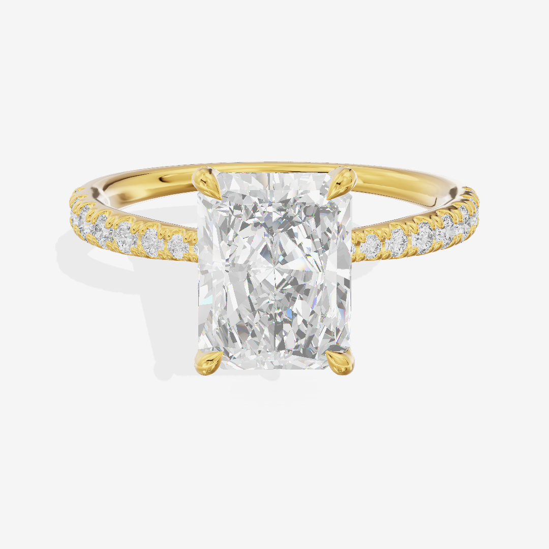 Lumera Radiant Engagement Ring with Side Stones (1/3 ct. tw.) in 18K Yellow Gold