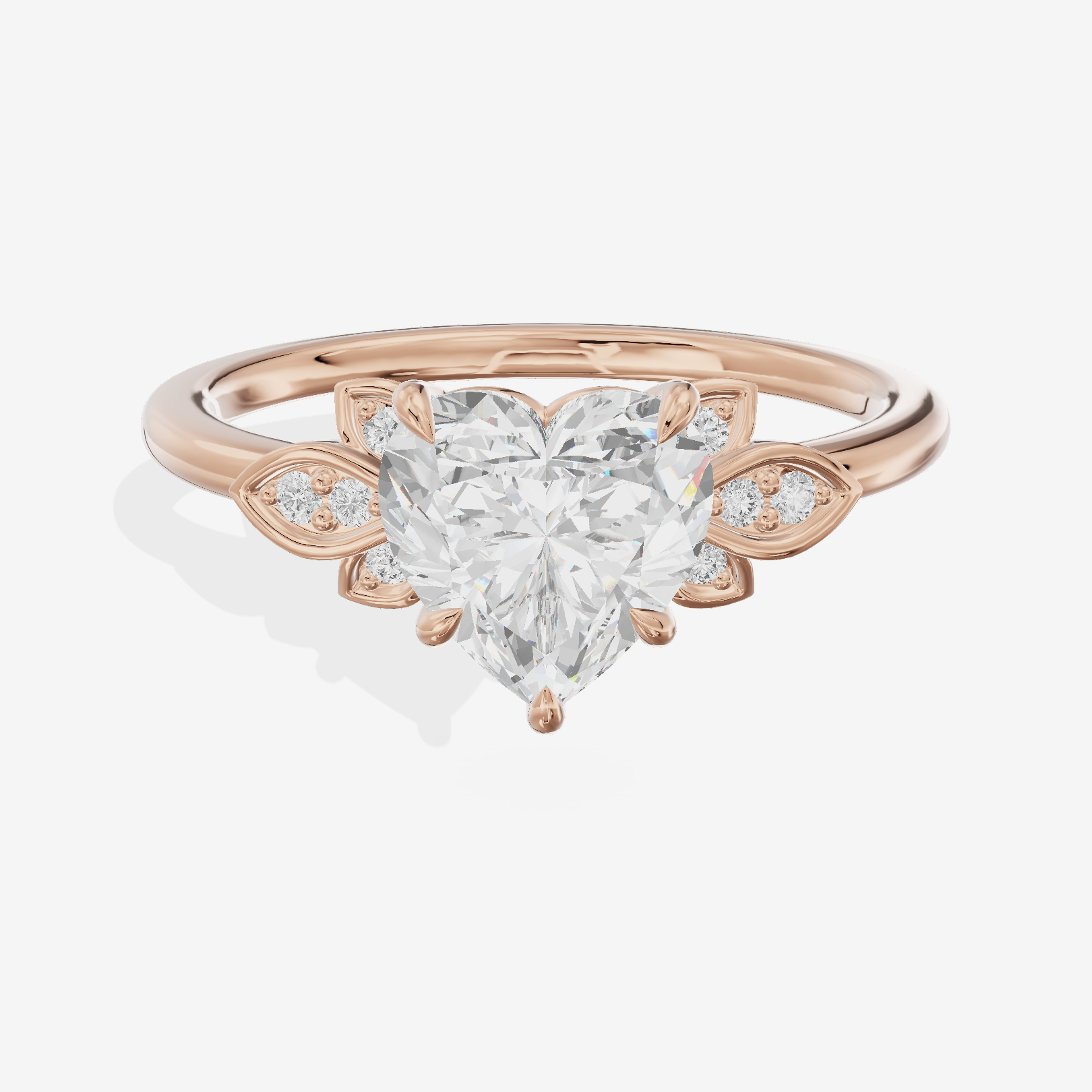 Trellise Heart Engagement Ring with Side Stones (1/20 ct. tw.) in 18K Rose Gold