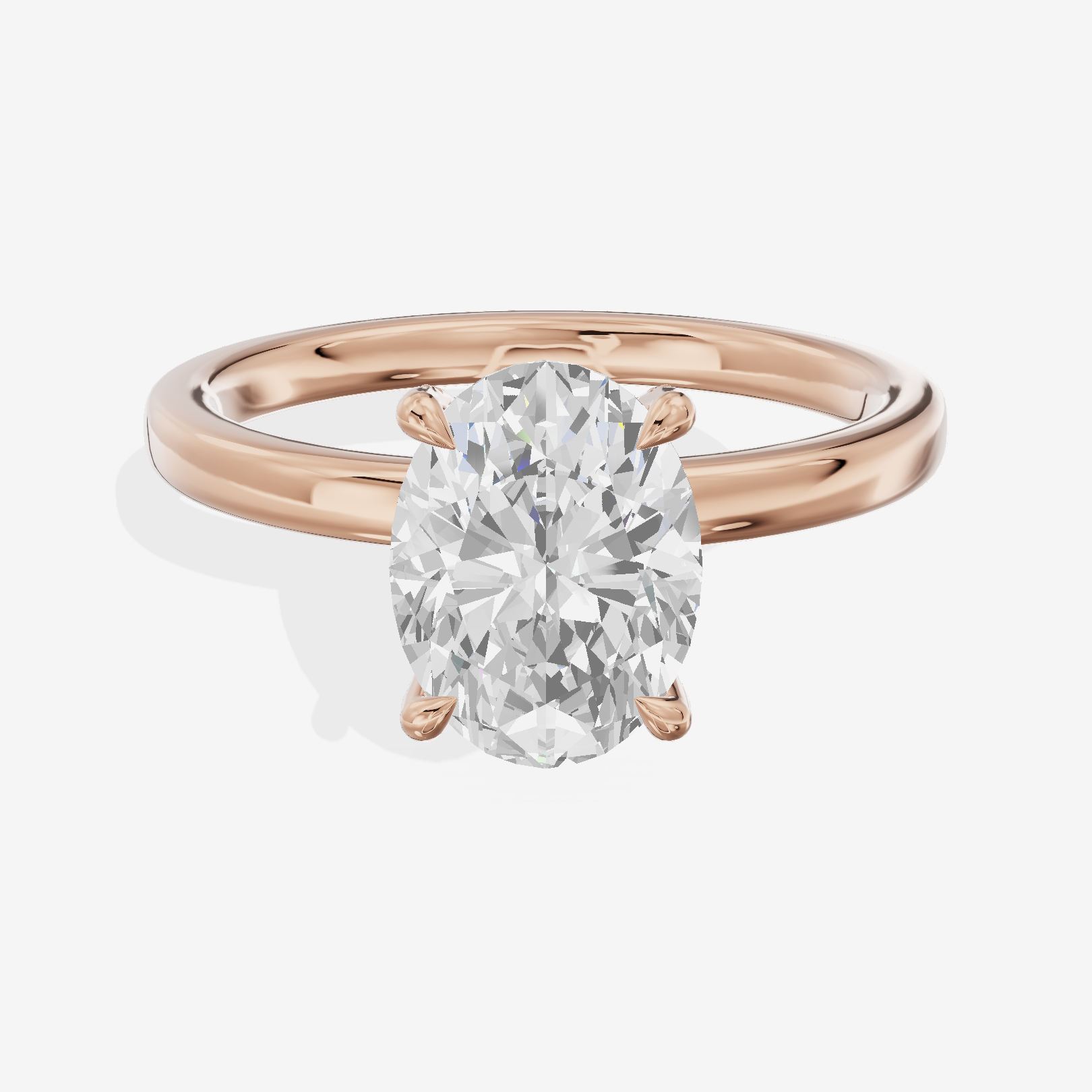 Selenia Basket Split Shank Oval Engagement Ring with Side Stones (1/8 ct. tw.) in 18K Rose Gold