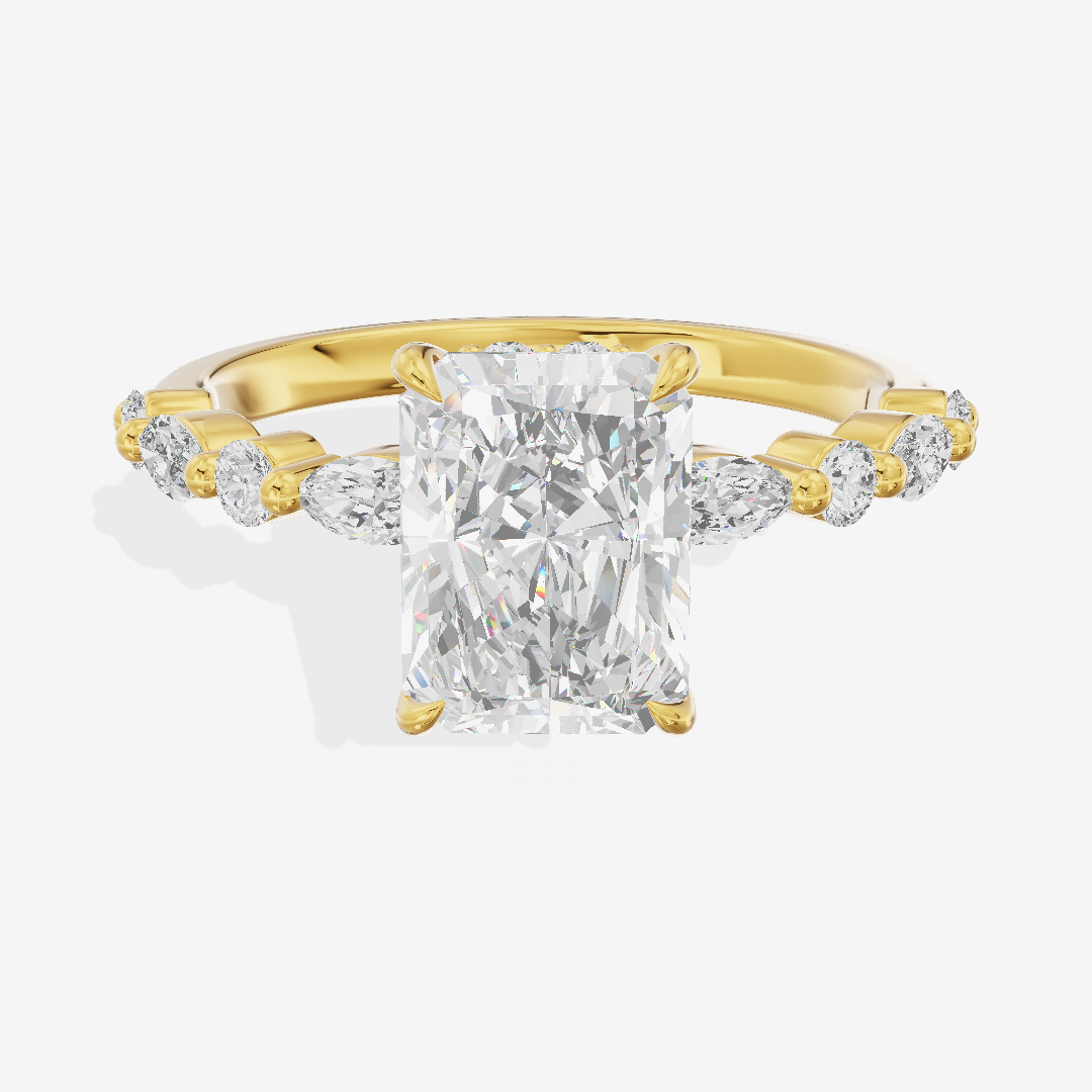 Adorae Pavé Radiant Hidden Halo Engagement Ring (1/3 ct. tw.) in 18K Yellow Gold