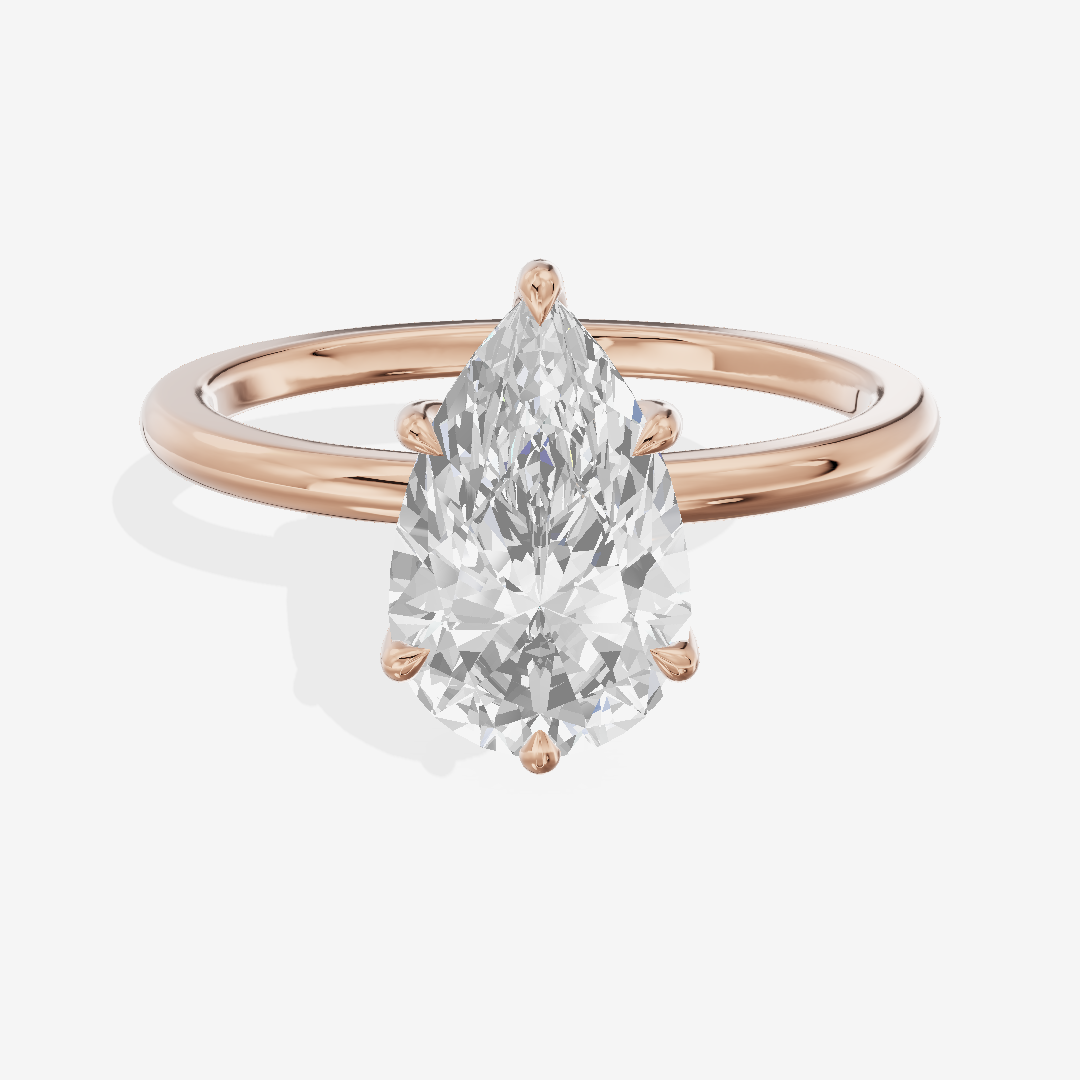 Sincere Cathedral 1.5mm Pear Six-Prong Engagement Ring in 18K Rose Gold
