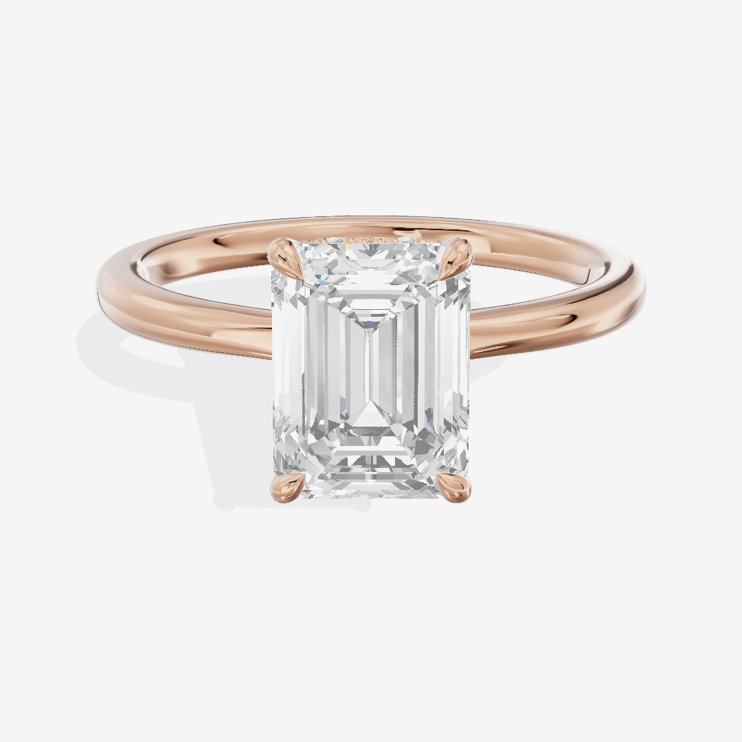 Grand Liviana Emerald Engagement Ring with Side Stones (1/10 ct. tw.) in 18K Rose Gold