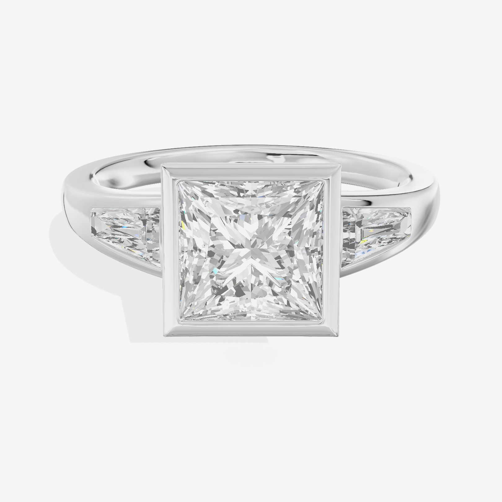 Modern Triade Princess Three Stone Engagement Ring (1/2 ct. tw.) in Platinum