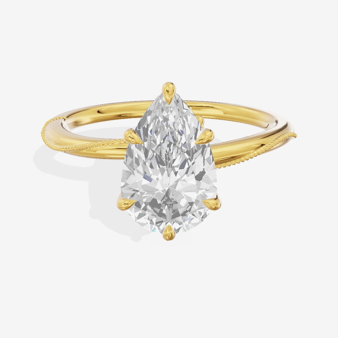 Vintage Coeurine Pear Engagement Ring (1/10 ct. tw.) in 18K Yellow Gold