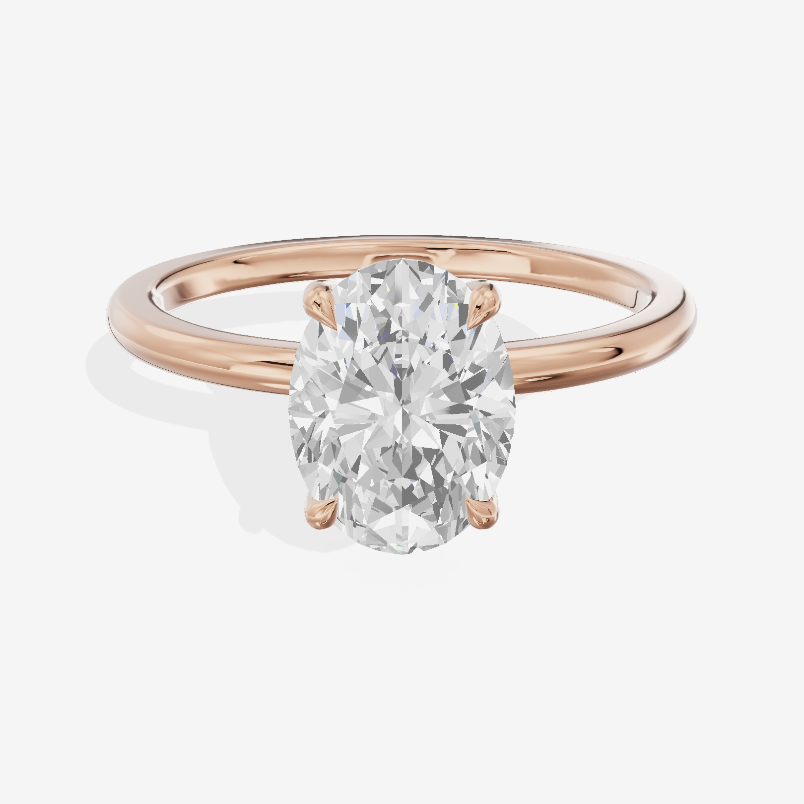 Lustrous Repose 1.5mm Oval Comfort Fit Engagement Ring in 14K Rose Gold