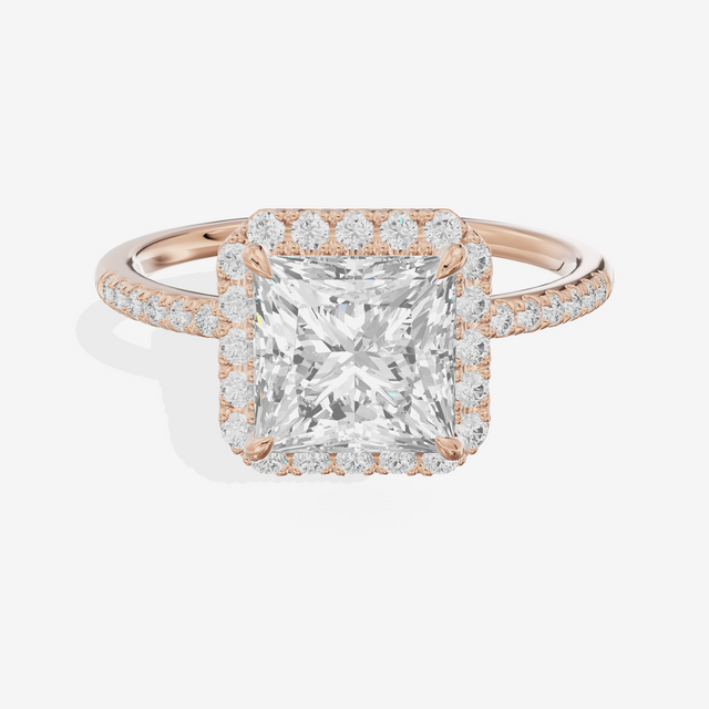 Vowsae Halo Princess Engagement Ring (1/5 ct. tw.) in 14K Rose Gold