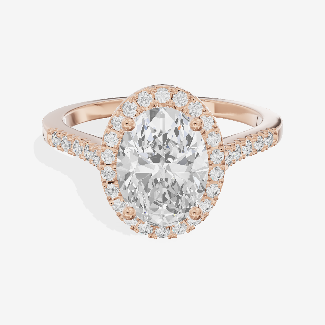 Lumera Halo Oval Engagement Ring (1/5 ct. tw.) in 14K Rose Gold