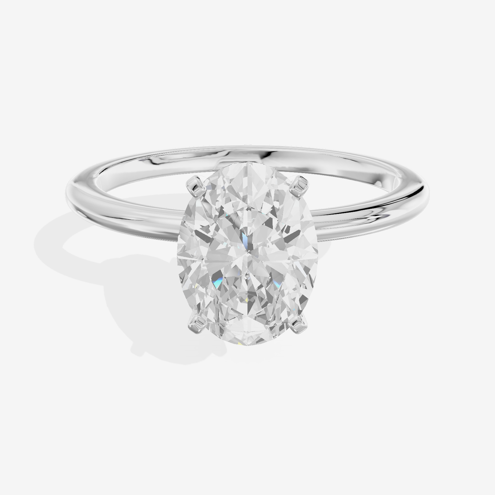 Coeurine 1.5mm Oval Comfort Fit Engagement Ring in 14K White Gold