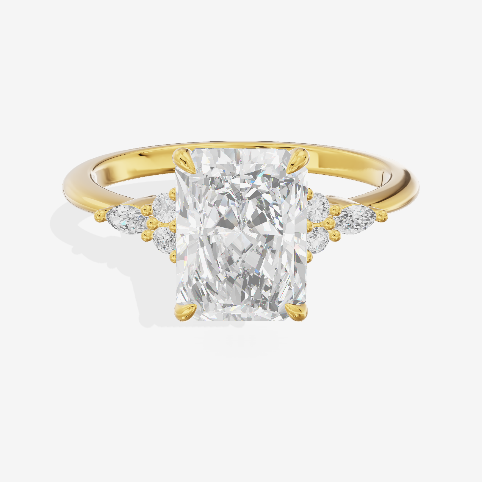 Luxe Tender Radiant Engagement Ring with Side Stones (1/8 ct. tw.) in 14K Yellow Gold